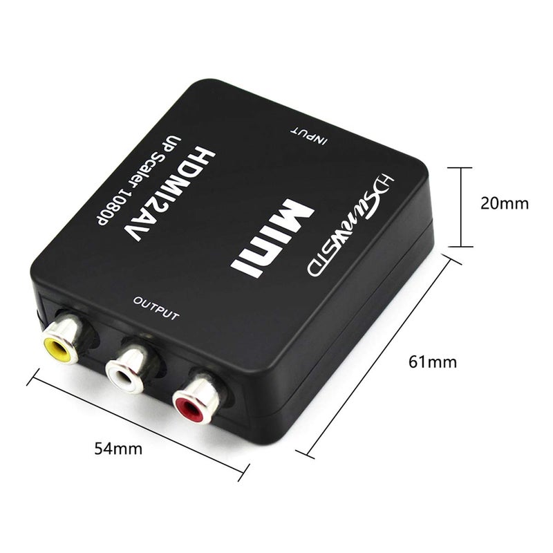 HDSUNWSTD HDMI to RCA 1080P HDMI to AV 3RCA CVBs Composite Video Audio Converter Adapter Supporting PAL/NTSC with USB Charge Cable-Black - Image 4
